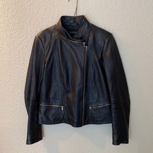 Zara black leather jacket, size large.
